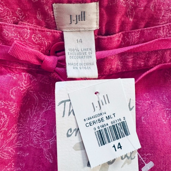 J. Jill Linen Wide Leg Cropped Pink Pants Pockets Size 14 NEW - Picture 7 of 7